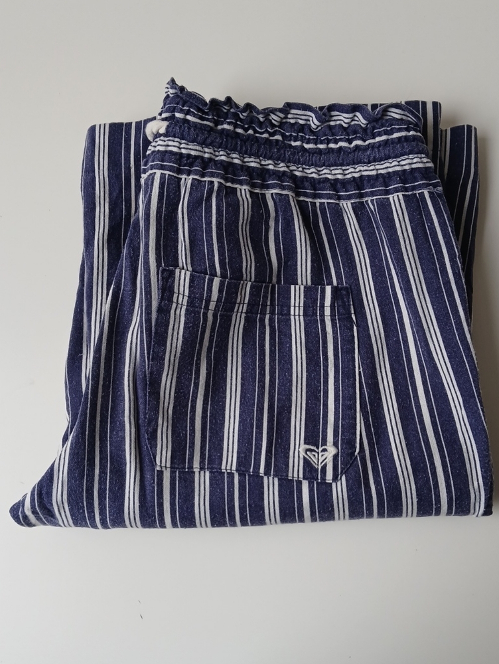 Roxy Linen Beach Pants Blue White Stripe Size Small - Picture 7 of 7